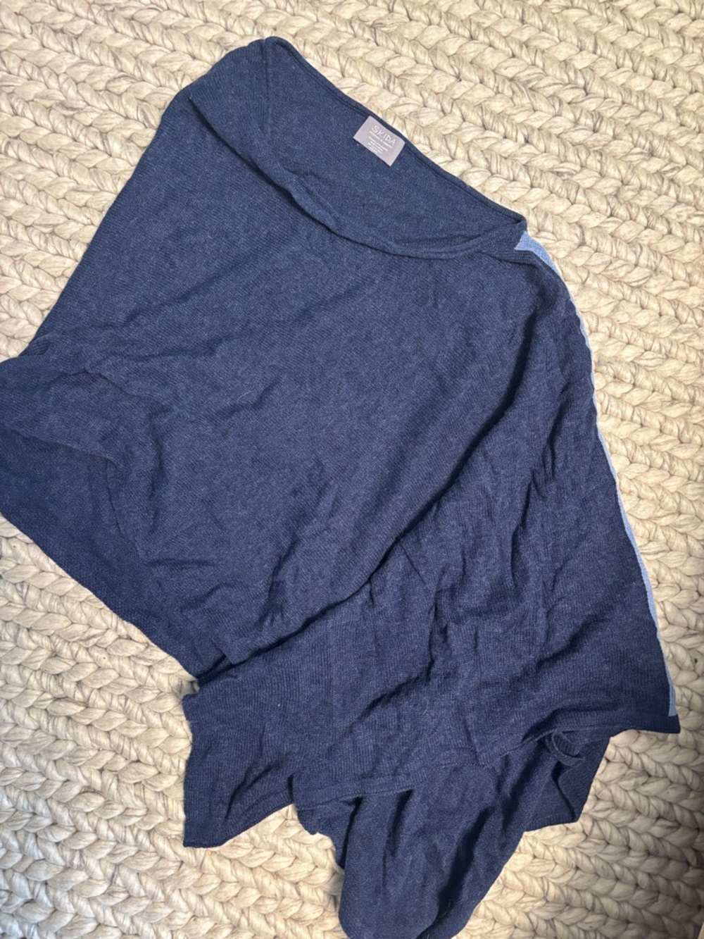 Lightweight cashmere skida Navy Blue Knit Shawl